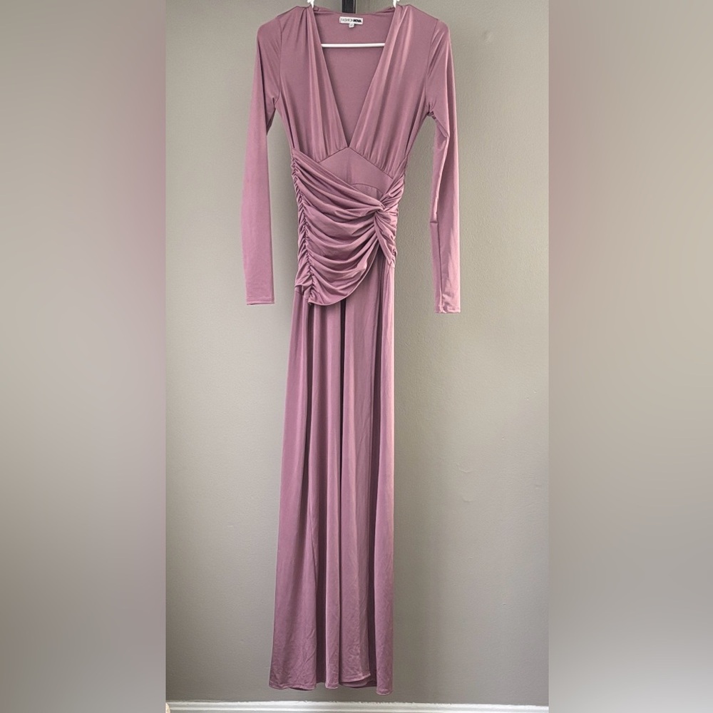 Fashion Nova Dusty Pink Long Sleeve Dress